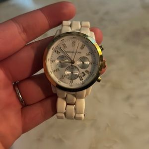 Michael Kors White Acrylic Chronograph MOP Ladies Watch